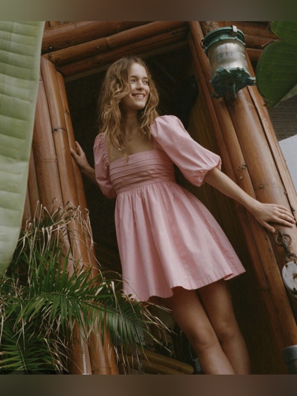 Abercrombie & Fitch Blush Pink Puff-Sleeve Mini Dress